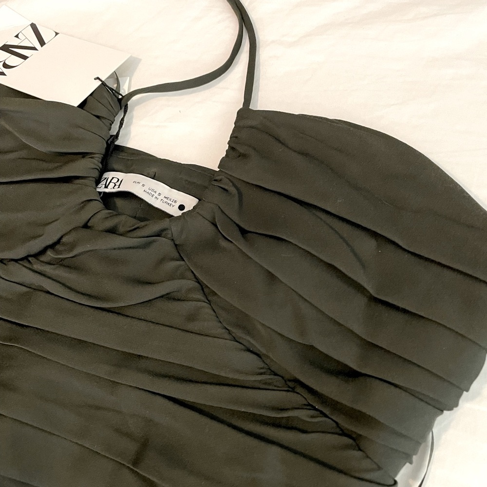 SATIN EFFECT DRAPED HALTER TOP